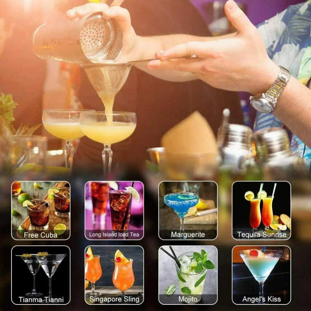 8-teiliges Set Matt schwarzes Edelstahl Cocktail Shaker Set Bar Werkzeuge Für Barkeeper Drink Party