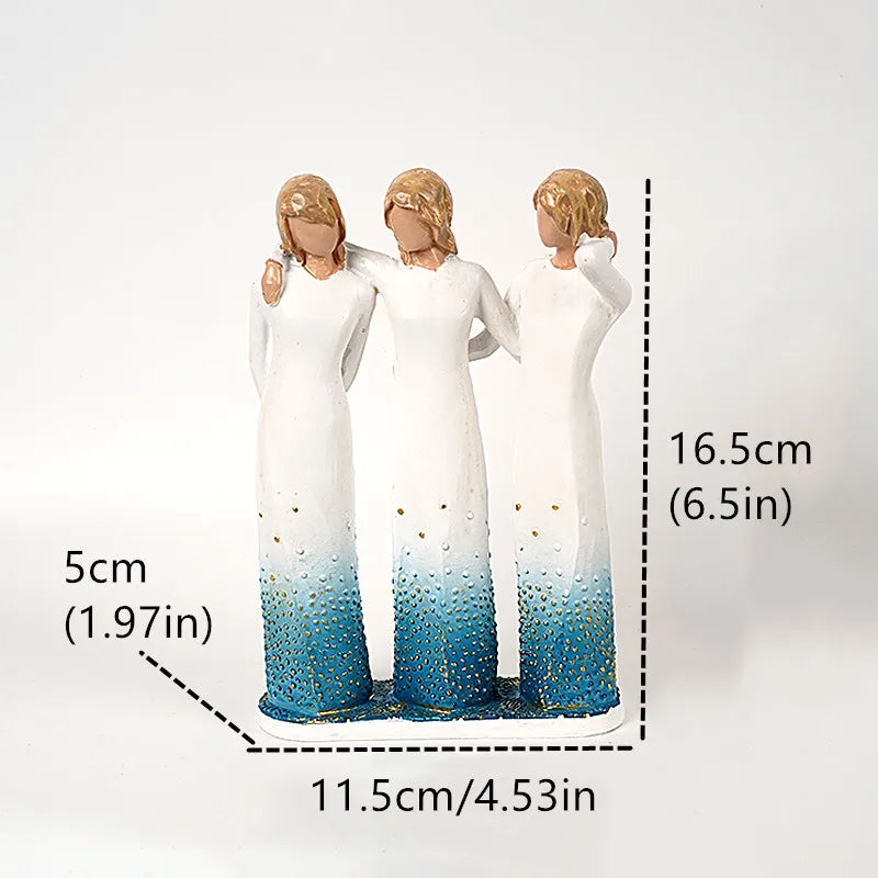 Statuette aus Kunstharz, Menschen, Familienfiguren, Skulptur, Figuren für Heimdekoration, Tischdekoration, Wohnzimmer, Engel, Umarmung, Hund, Vater, Kind