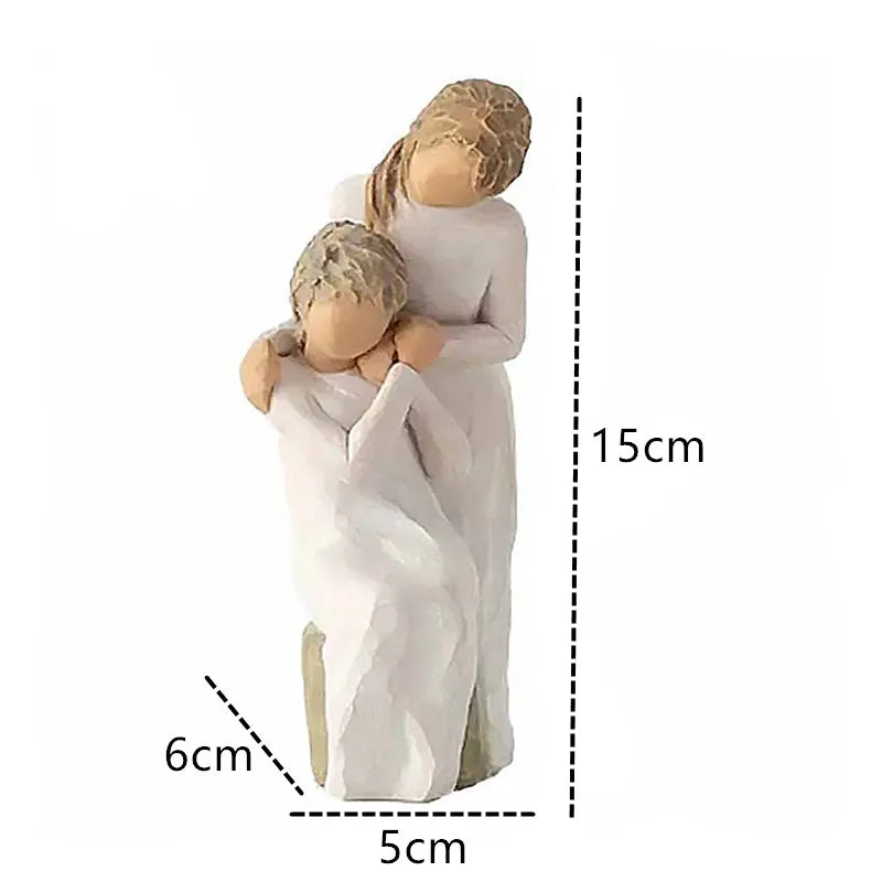 Statuette aus Kunstharz, Menschen, Familienfiguren, Skulptur, Figuren für Heimdekoration, Tischdekoration, Wohnzimmer, Engel, Umarmung, Hund, Vater, Kind