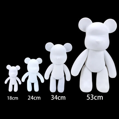 Graffiti Painted Fluid Violent Bear White Body Ornaments DIY Handmade Personalized Model Home Desktop Decoration Accessories New