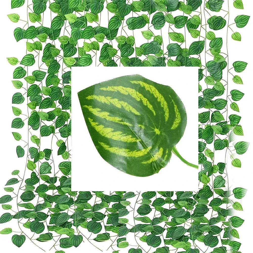 Frendorf | 100/2M Künstlicher grüner Efeu-Rebe Girlande Fake-Blatt Pflanzen Rattan hängende Klettergirlanden für Garten Hochzeitsfeier Wanddekorationen