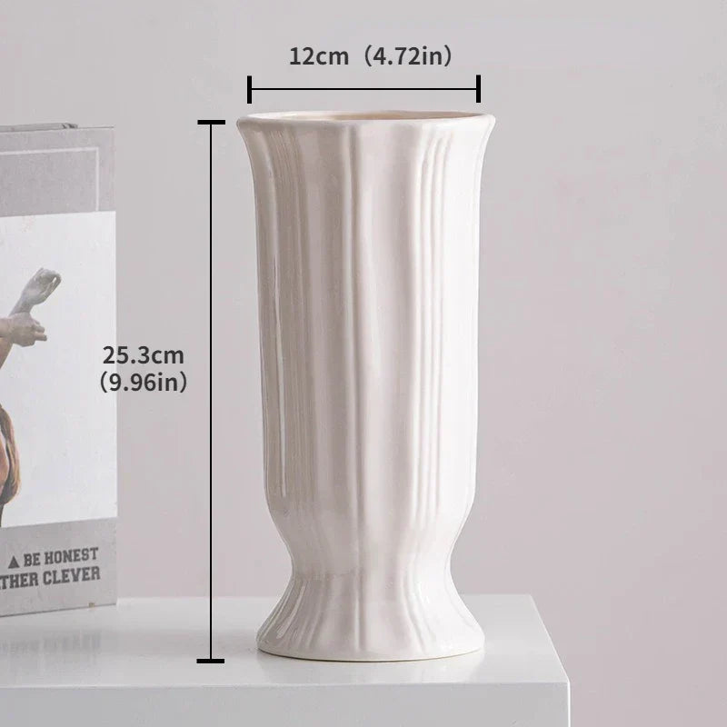 Frendorf | Vasea Nordic Große Keramikvase | Minimalistische Trockenblumenvase | Tisch- & Wohnzimmereinrichtung für Blumenarrangements