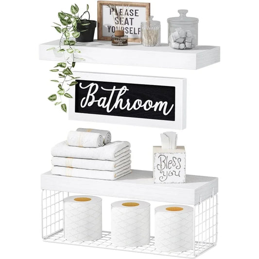 Frendorf | Badezimmerregale über der Toilette - Landhausstil Dekor Set