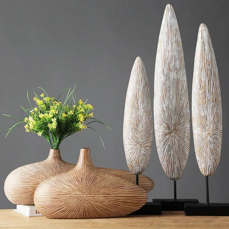 Frendorf | ClayAura Sahara Skulpturierte Vase | Handgefertigt | Moderne Deko für Zuhause | Elegantes Design