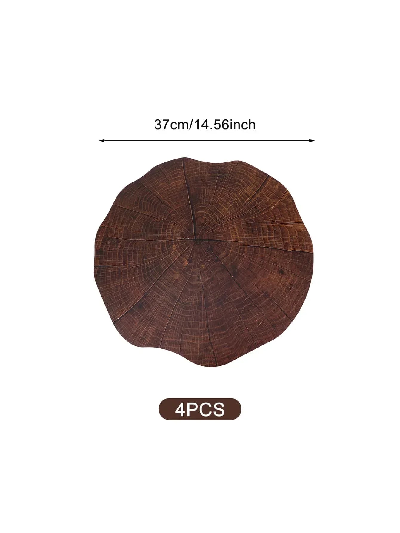 Frendorf | WoodCharm 4er-Set Baumring-Tischsets | Natürliche Holzoptik | Hitzebeständig & Rutschfest