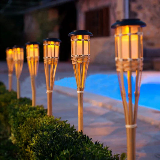 Frendorf | Solar-Fackel 5er-Set | Flammenoptik LED Gartenleuchten | Solarbetrieben | Dekoratives Licht für Außen