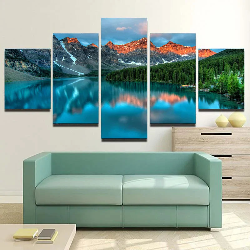 Frendorf | EcoHarmony Natur Leinwand 5er-Set | Wandkunst | Natürliche Eleganz | Wohn- und Bürodekoration