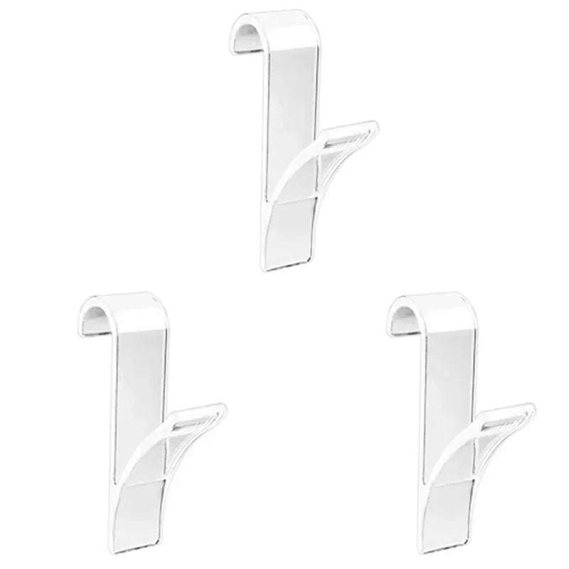 Vielseitige Küchen- & Badezimmerhaken Clips Stauraumregal - Weißer klarer Haken für Handtuchheizkörper, Kleidung, Schals, Haken und mehr