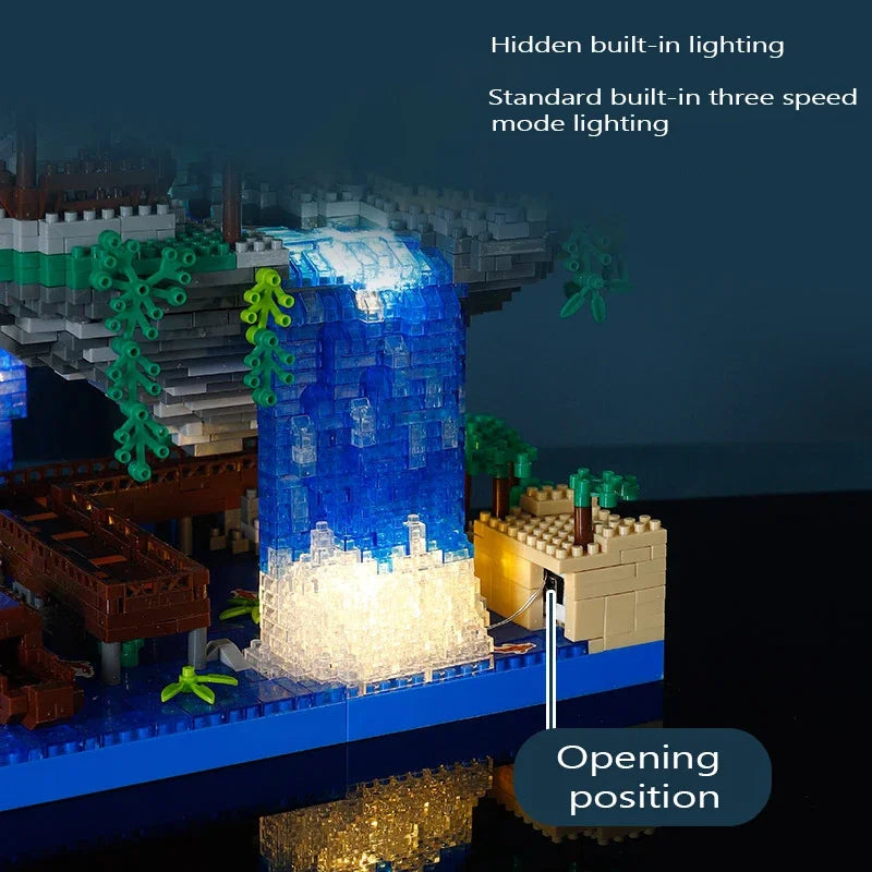 Antike Architektur Pfirsichblüten Teich Schloss Mädchen Modell Baustein Montage Kinderspielzeug mit hohem Schwierigkeitsgrad