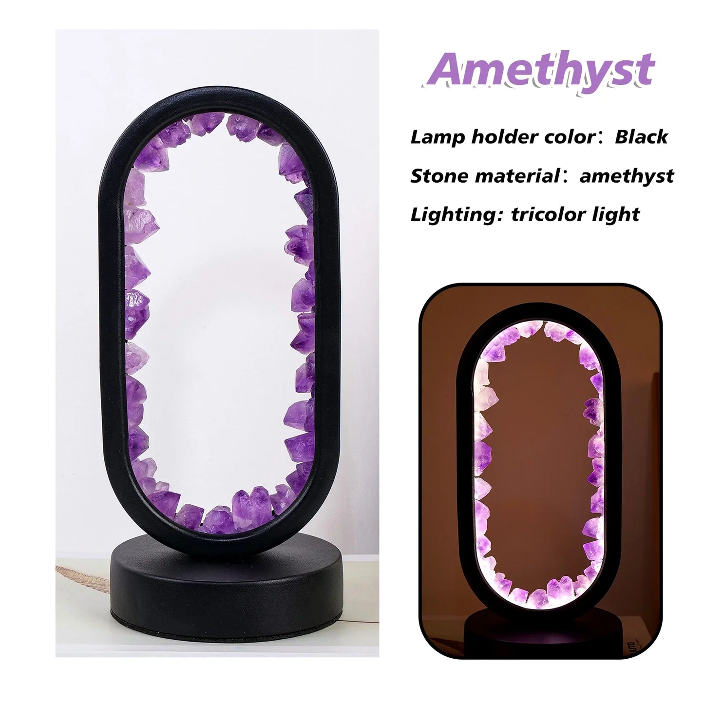 Natürliche Amethyst Oval Nachtlicht
