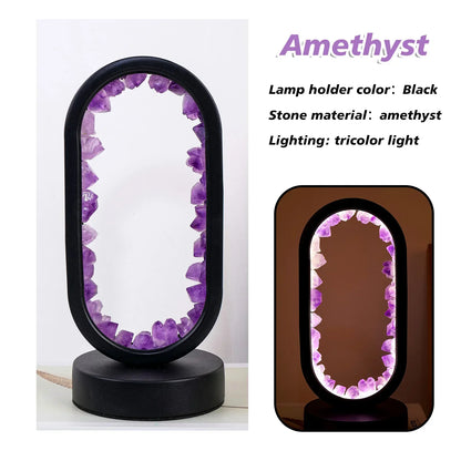 Frendorf | CrystalLoom Amethyst Nachtlicht | Natürliches Ovallicht | Stimmungsvolles Design für Schlafzimmer & Dekoration