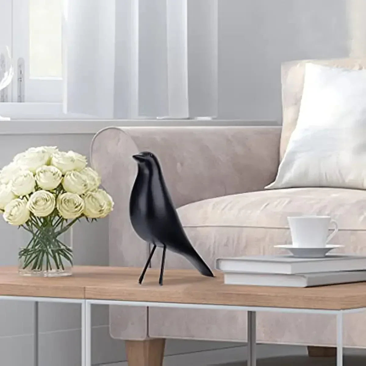 Frendorf | DecoBird Moderne Vogelstatue aus Kunstharz | Elegante Garten- und Wohnraumdekoration | Zeitloses Design | Wetterfest