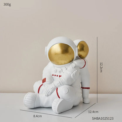 Heimdekor Moderne Wohnzimmer Schreibtischdekoration Zubehör Einfache Vater und Sohn Astronaut Figurine Süße Harz Einrichtung Handwerk