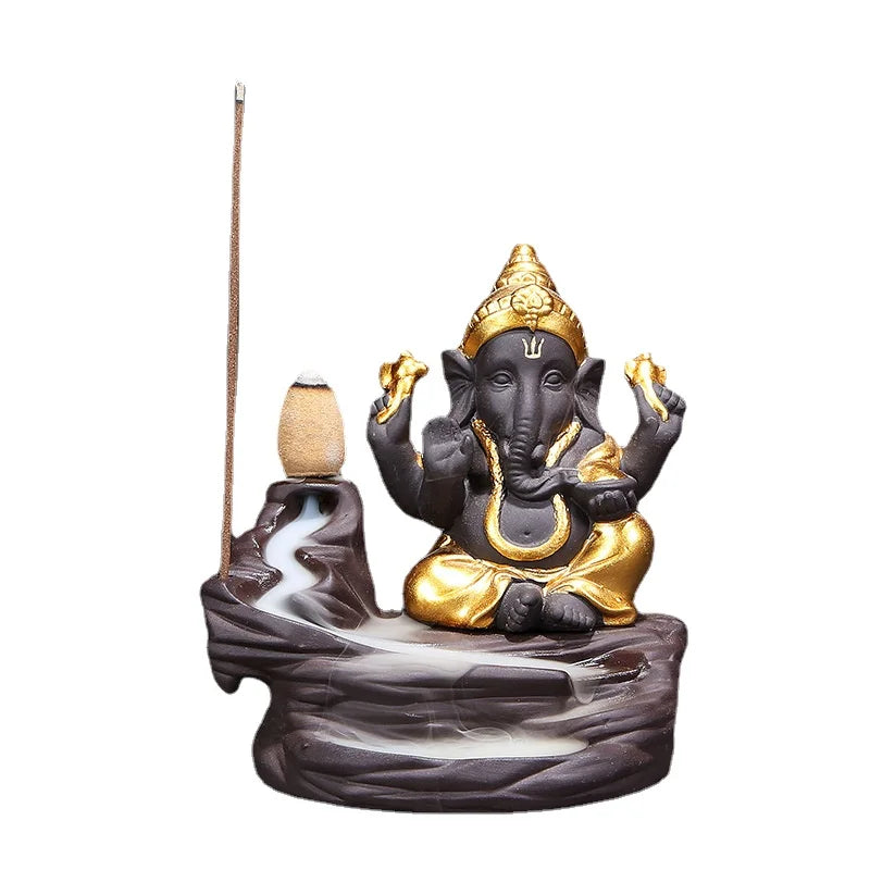 Clay-Style Ganesha Loban/Agarbatti Halter und Figurine