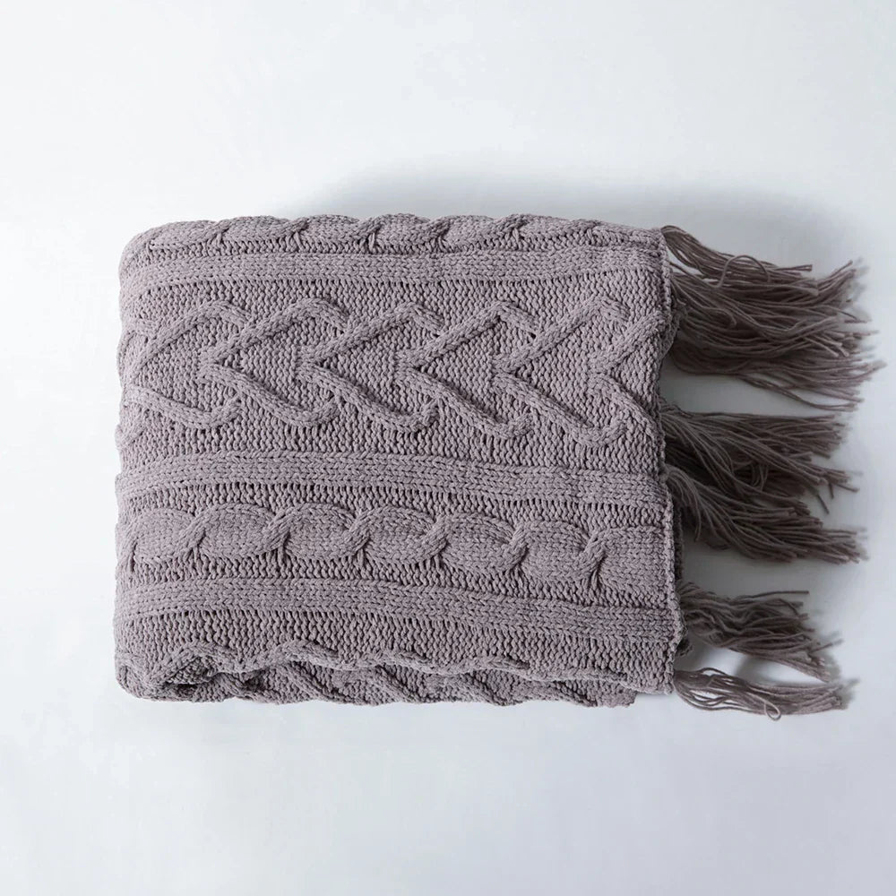Frendorf | HeartKnit Kuscheldecke aus Chenille | Strickdesign | Für Bett & Sofa | Weich & Gemütlich