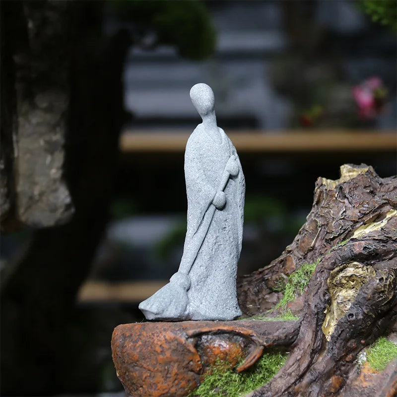 Frendorf | TranquilStone Buddha Figuren Set | Meditative Mönchs Statuen | Zen Garten Dekoration | Achtsamkeit & Feng Shui Deko für Zuhause