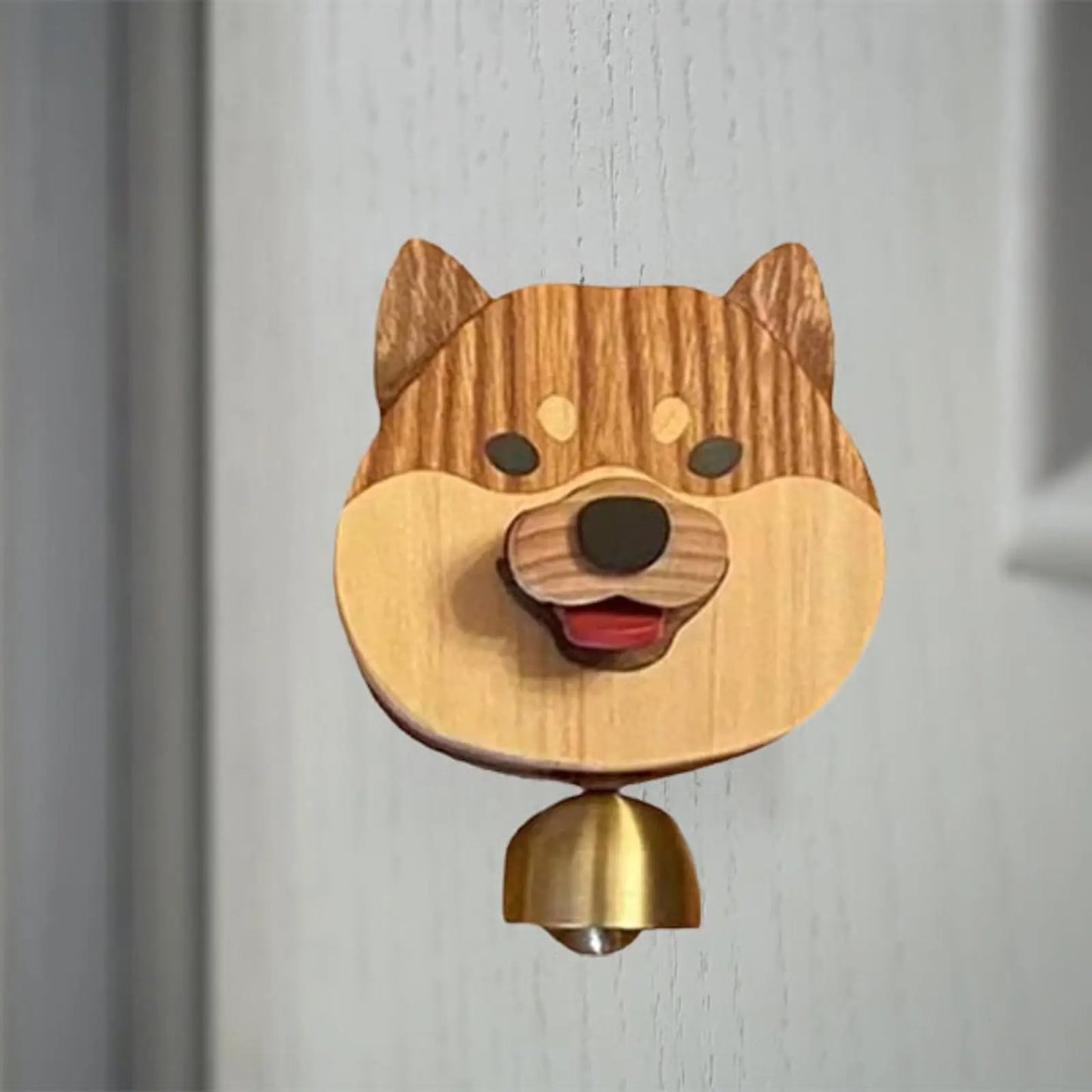Frendorf | Verspielt Shiba Hund Gesicht Holz Klingel