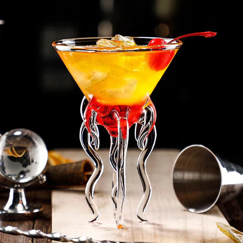 Frendorf | AquaSpirits Kreatives Cocktailglas | Transparentes Design mit Strohhalm | Pufffisch, Oktopus, Schwan & Vogel | Perfekt für Party & Bar