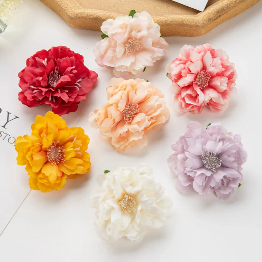 Frendorf | 10 Stück Künstliche Seiden-Pfingstrosenblüten – DIY Bastel Fake Staubblüten für Hochzeiten, Zuhause, Valentinstag und Außen Dekoration