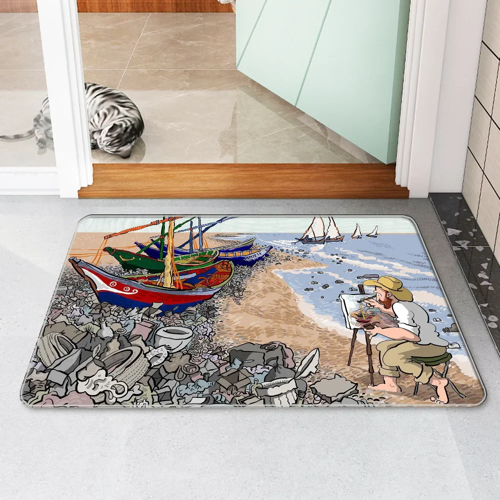 Fußmatte, Van Gogh, Nachttischmatte, Küchenteppich, Heim-Fußmatten, Eingangstür-Teppiche, Gebetsteppich, Fußmatten, Fußbad, Badezimmer-Dekoration