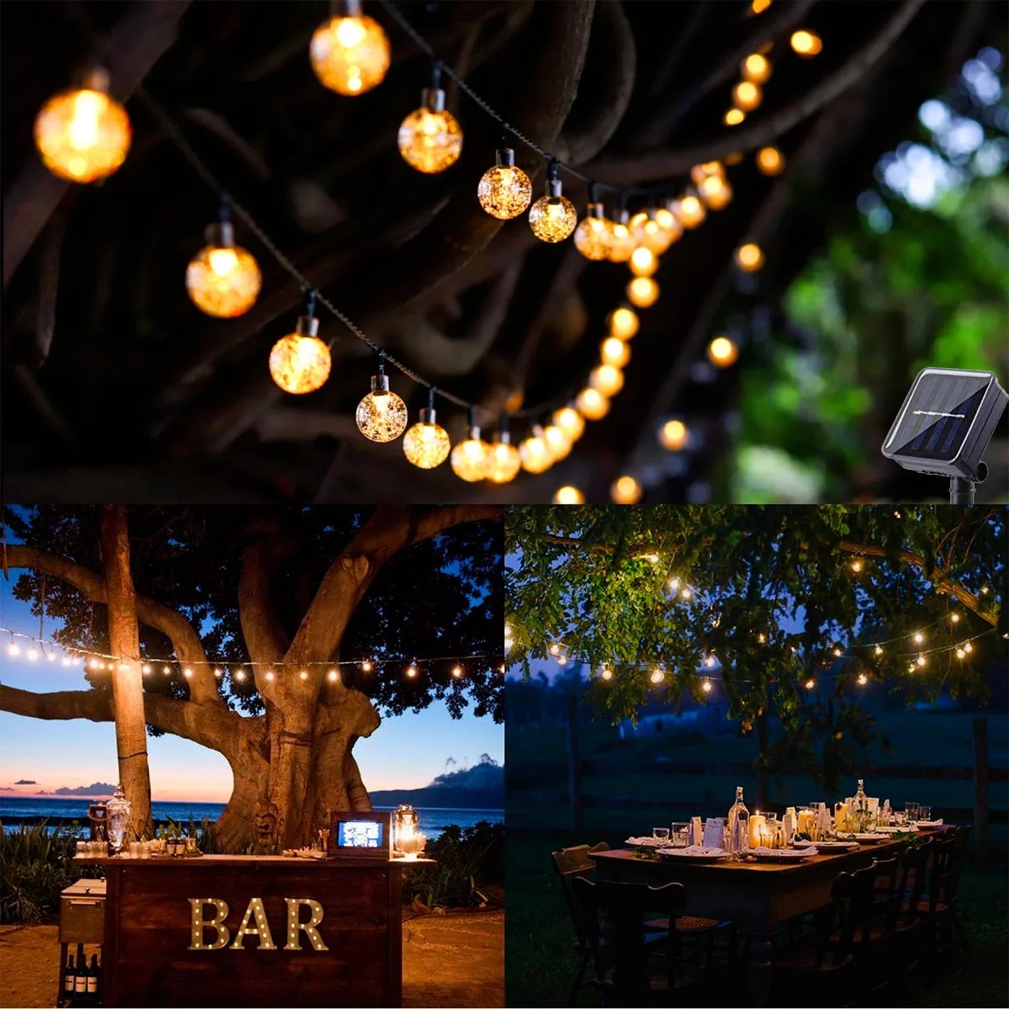 Frendorf | TwinkleGlow™ Solar LED Lichterkette | Außenbeleuchtung für Garten & Terrasse | Wasserdichte Funkellichter für jede Saison