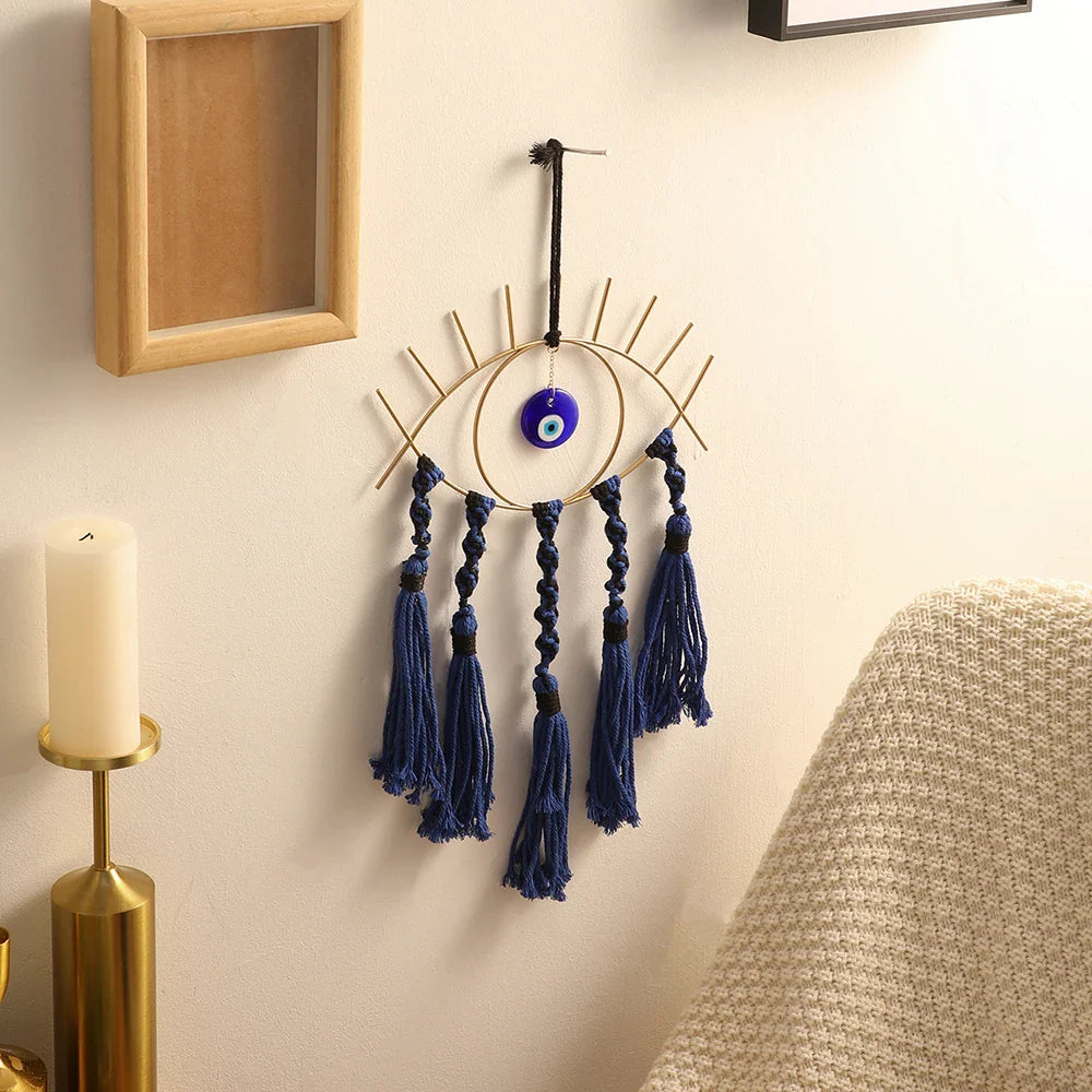 Evil Eye Makramee Wandbehang Traumfänger Boho Zimmer Dekor Türkisches Auge Wohnzimmer Schlafzimmer Feng Shui Amulett Heimdekoration