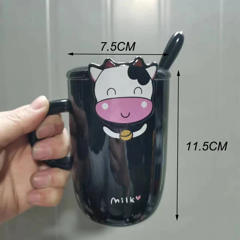 Frendorf | CupBuddy Niedliche Cartoon-Keramiktasse | Kaffeetasse & Milchteebecher | Frühstückstasse als Geschenkidee & Trinkgeschirr
