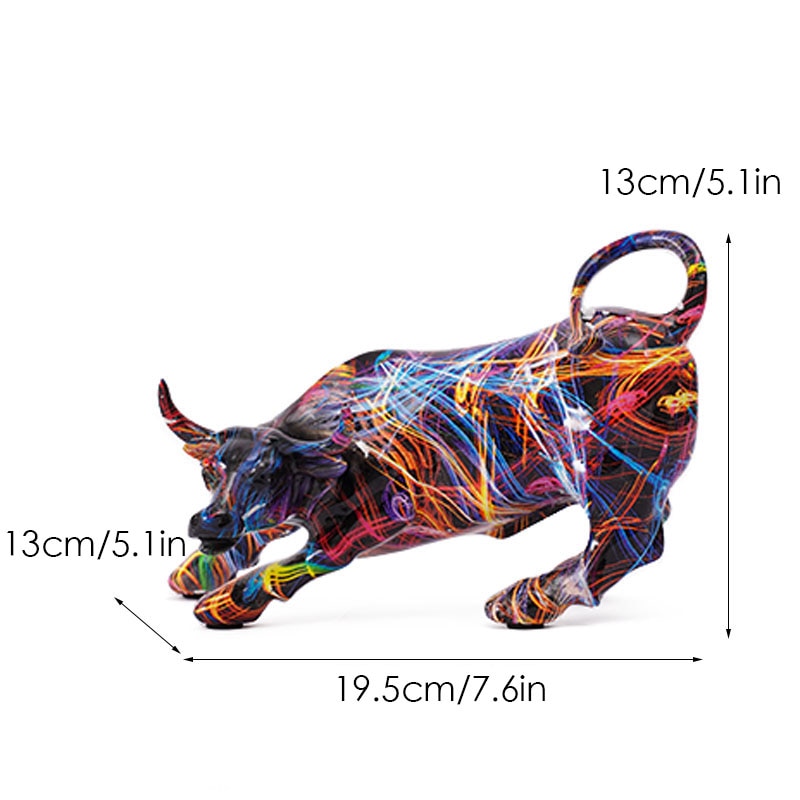 Graffiti-Malerei Harz Bull Figuren Home Wohnzimmer Schlafzimmer Büro Desktop Feng Shui Ornamente Sammlung Statuen