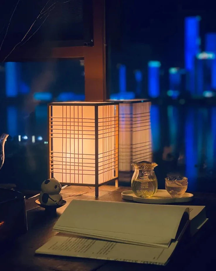 Bambusgewebte japanische Stil Tischlampe