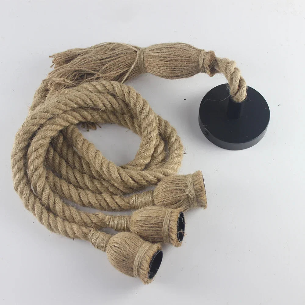 Vintage Hanfseil Pendelleuchte