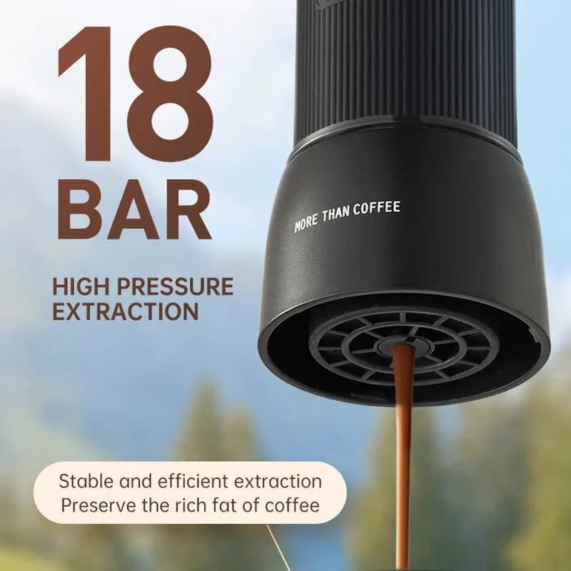 Tragbare Kaffeemaschine 18 Bar, Handdruckbetrieb, ZZUOM CM101, Kompakte Extraktion für Outdoor-Camping-Reise-Nutzung