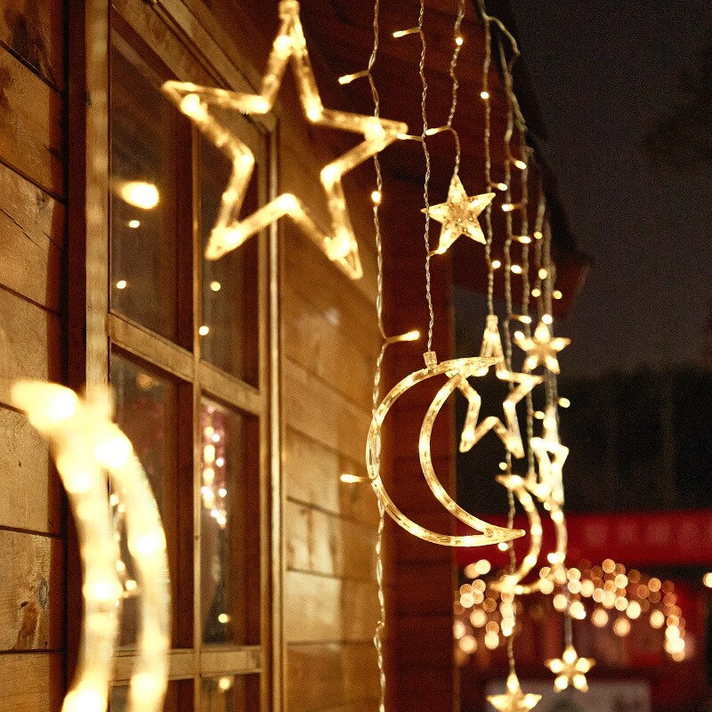 Solar Moon Star Lampe LED Lichterkette Dekoration