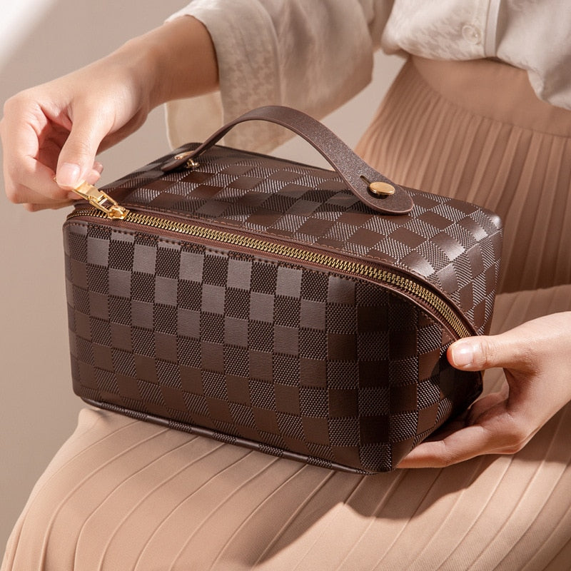 Frendorf |  Luxus Checkered Make-up Kosmetiktasche
