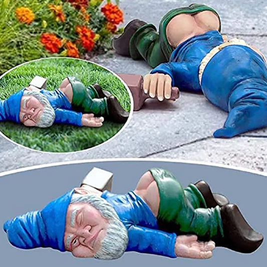 15 cm Roter Zwerg liegender Betrunkener Gnom Statue Fee Garten Dekor Ornament Blumentopf Mikro Landschaft Außenfigur Gartenornament