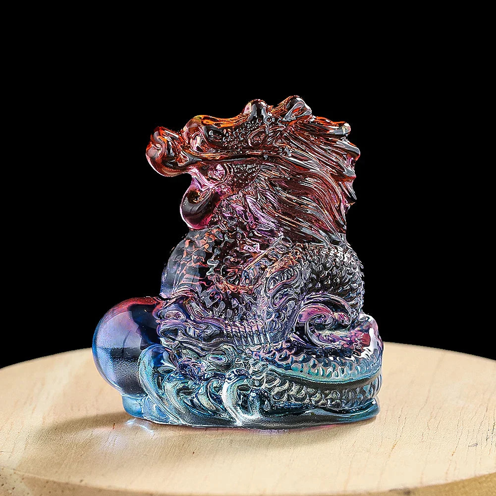 Chinesisches Tierkreis-Drache-Figuren Miniaturen Kristall Glas Dekoration Handwerk Glück Feng Shui Mythisches Tier Briefbeschwerer Wohnkultur