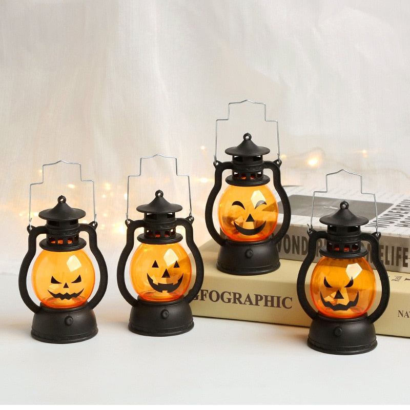 Halloween LED hängende Kürbislaterne Licht Gespenst Lampe Kerzenlicht Retro kleine Öllampe Halloween Party Heimdekoration Horror Requisiten