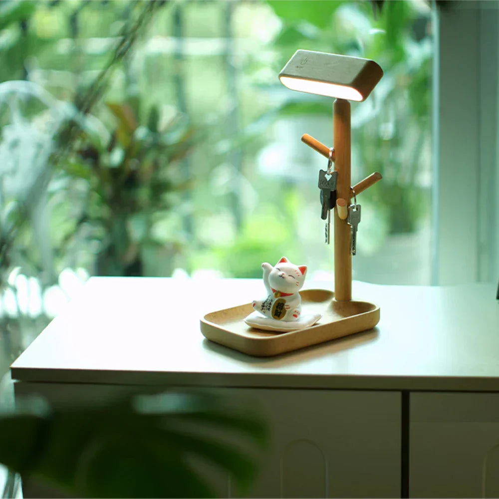 Elegante dimmbare Tischlampe mit Stauraum