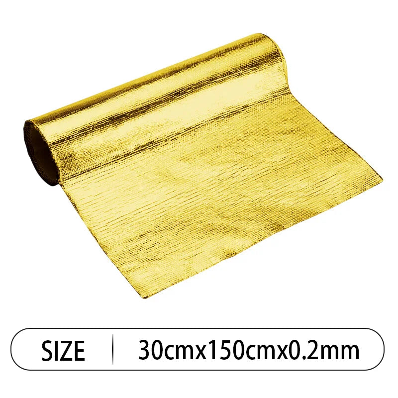 Auto Wärme Schutzfolie Film: Hochtemperaturbeständiges Fiberglas Aluminium Klebeband Tuch - Selbstklebende Wärmedämmungsmatte