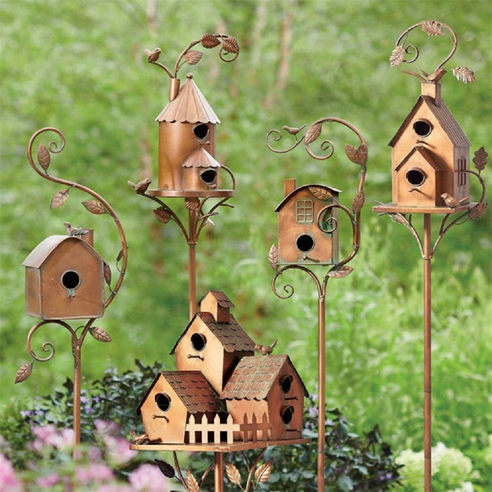 Metallkunst Vogelhaus Gartenstecker - Talart
