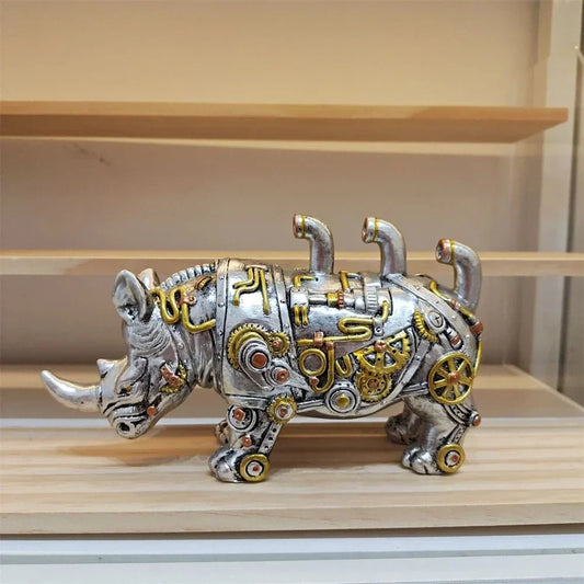 Frendorf | GearMorph Steampunk Tierfigur aus Harz | Industriestil Tischdeko | Mechanischer Drache, Elefant & Schnecke | Kunstvolle Deko für Zuhause