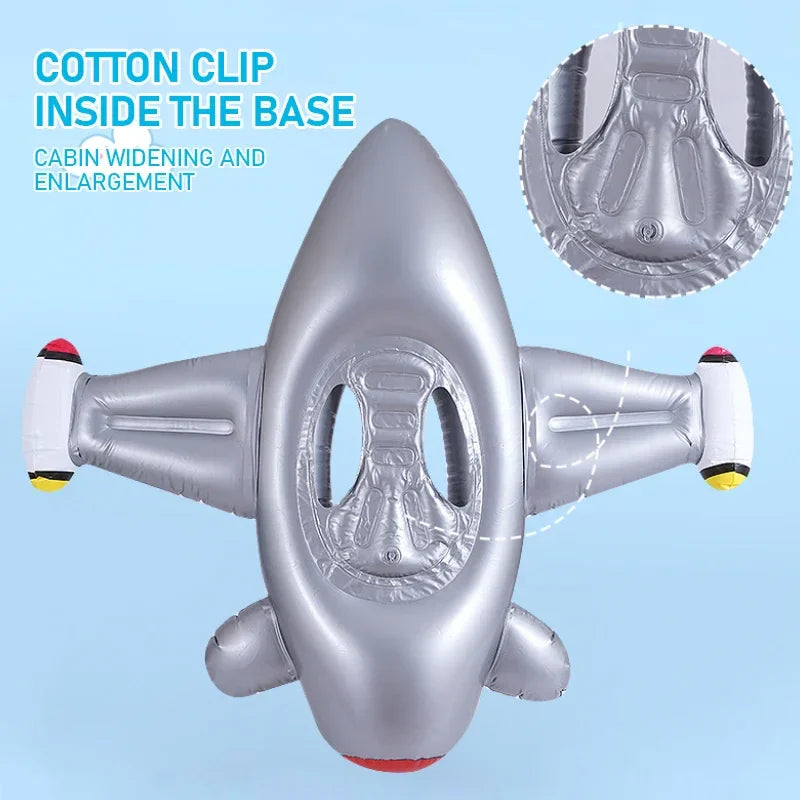 Frendorf | Aufblasbarer Flugzeug-Schwimmreifen für Babys – Wasserspielzeug mit Lenkrad für Sommervergnügen