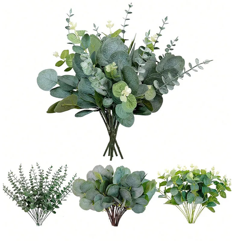 Frendorf | 30 Stück Künstliche Eukalyptusblattstiele – Silbermünzen-Eukalyptus für Hochzeitsblumenarrangements und Wohnkultur