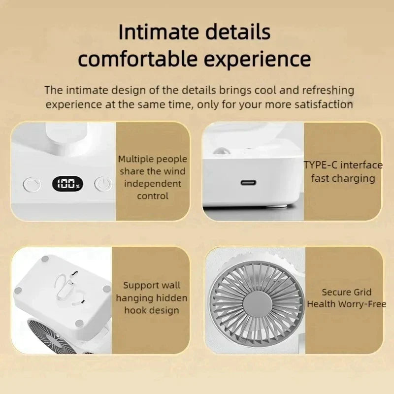 Frendorf | BreezeFlow | Kabelloser Tischventilator | Automatische Rotation & Langer Akku | Flexibel und Kompakt