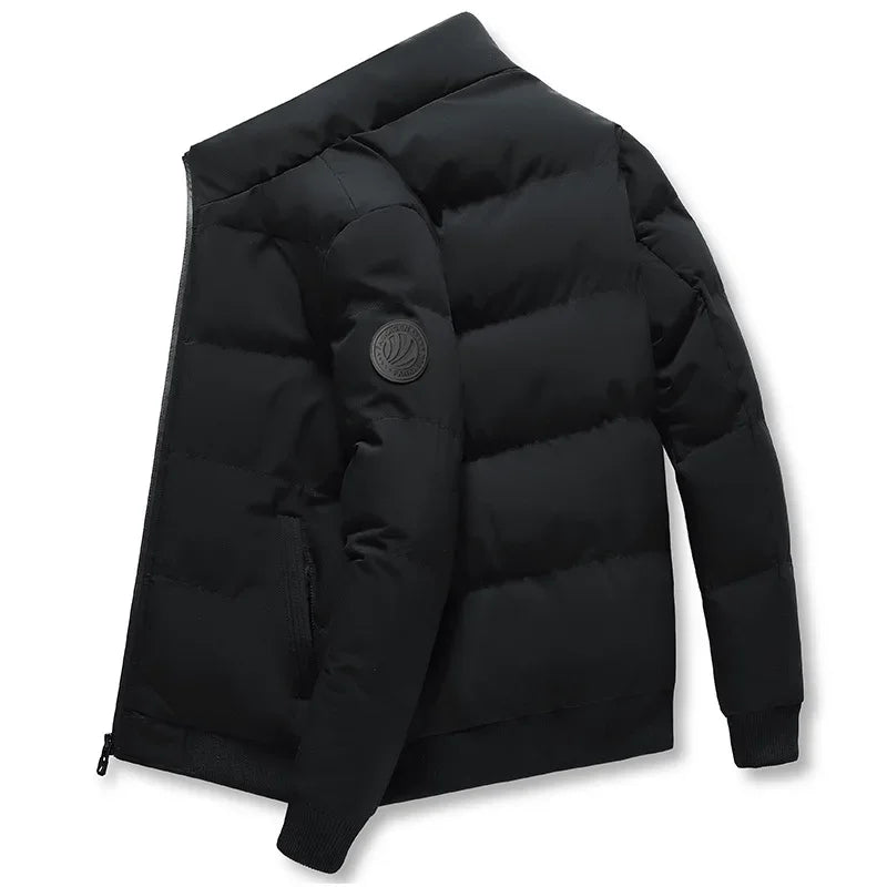 Frendorf | Winter Männer Dicke Baumwolle Daunenjacke Mode Herren Casual Stehkragen Parka Verdickte warme einfarbige Mäntel Windbreaker Outwear