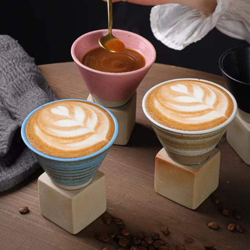 Japanische Kaffeetasse mit Untertasse, 1 Stück, Retro-Keramik-Teetasse, Becher, Latte, Espresso, Pull0, Blumen-Cappuccino, neue Keramiktasse, 100 ml/3,5 oz