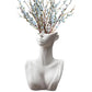 Elegante weiße Gesichtsmuster-Vase | Keramische Vase perfekt für Blumen oder Federn