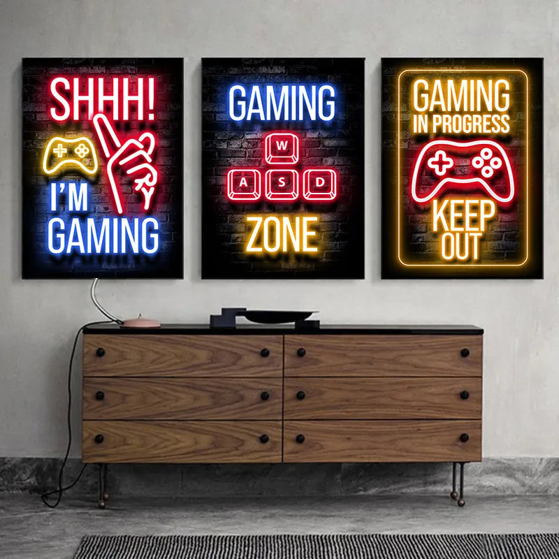 Frendorf | GameVibe Exquisite Gaming Art Poster Leinwanddruck | Hochwertige Wandkunst | Dekoration für Gamer & Spielzimmer