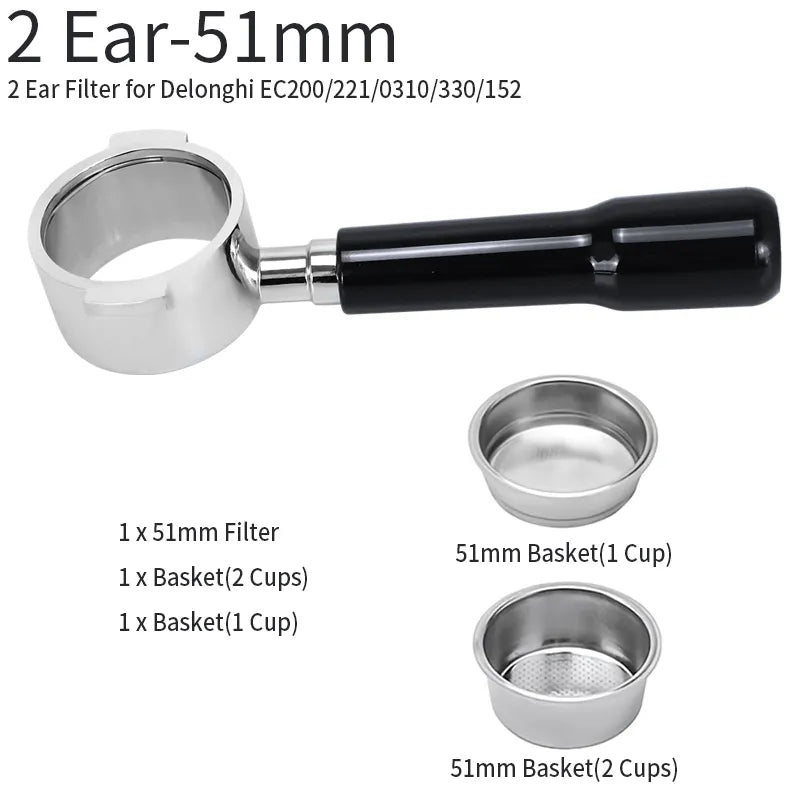 51mm Kaffee Boden Siebträger Für Delonghi EC680 EC685 Ersatz Filter Korb Espresso Maschine Griff Cafe Zubehör