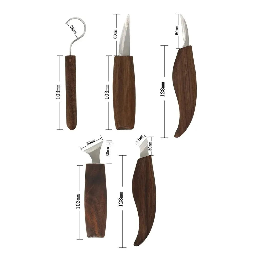 8-teiliges Holzschnitzset: Hand-Schnitzmesser-Set mit Nadelfeile - Holz-Löffelschnitzset für Anfänger Whittling