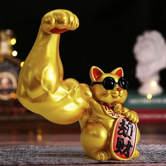 Große Hand, glücklicher Reichtum, winkende Katze, goldfarbene winkende Handkatze, Heimdekoration, willkommene winkende Katze, Skulptur, Statue, Dekor, Auto-Ornament, Shop-Geschenk